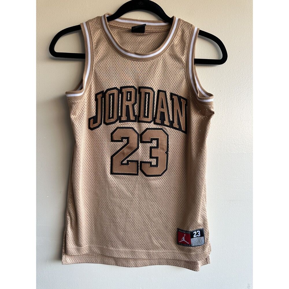 Jordan Flight Michael Jordan 23 Youth Medium 10-12 Mesh Jersey Tan Basketball